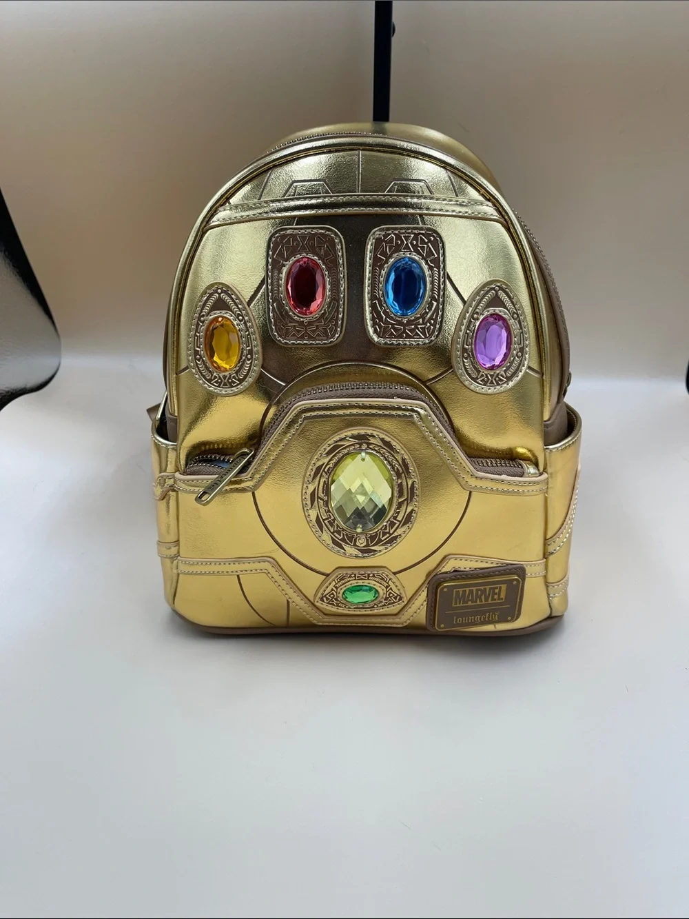 Loungefly Marvel Gold Mini Backpack with Multicolor Gem Accents Avengers NWT